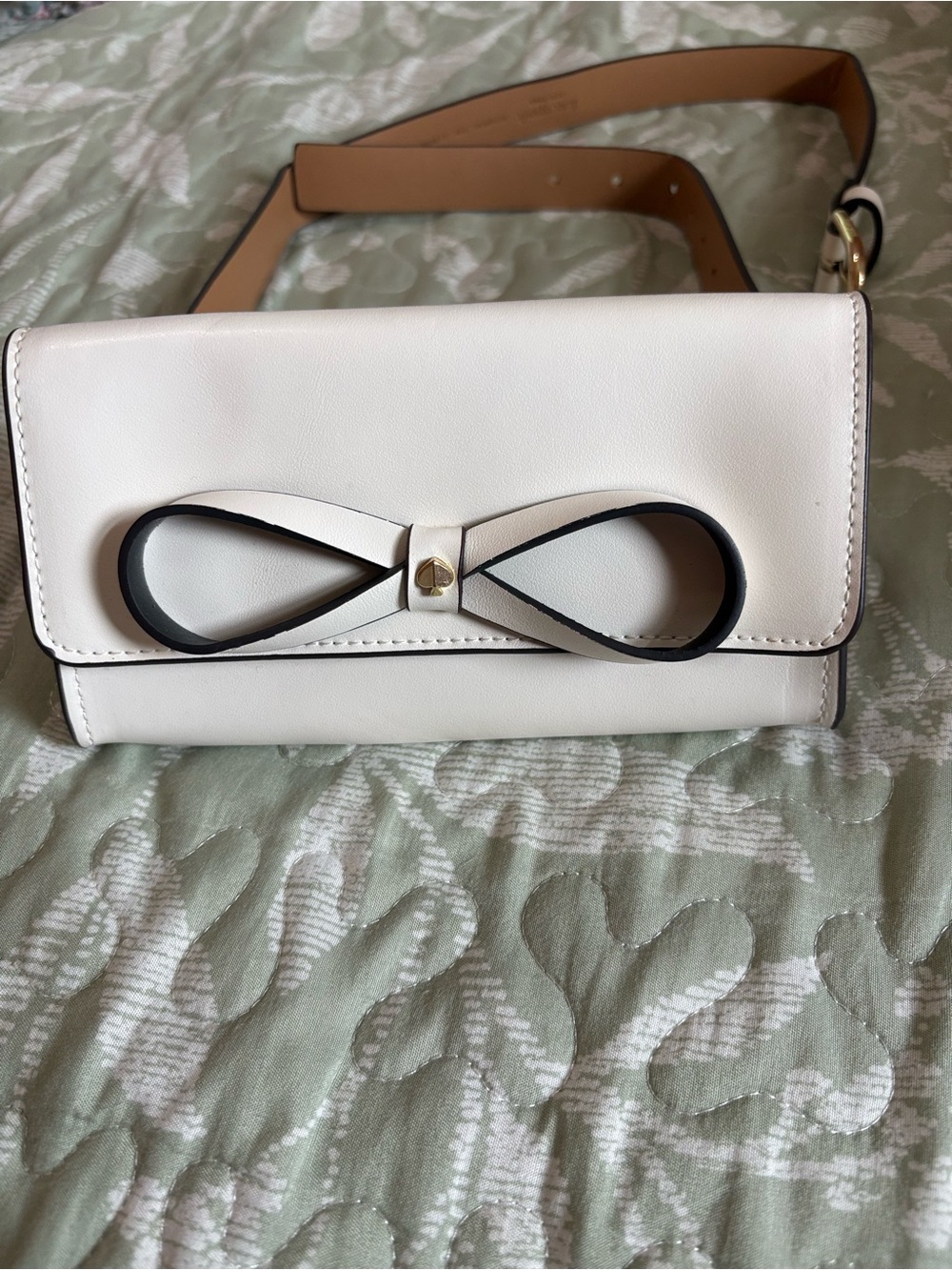 Kate Spade White Fanny Pack with Bow Accent
